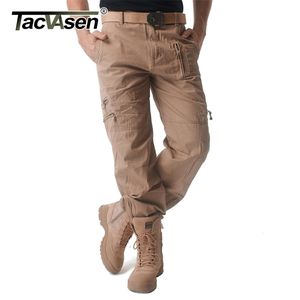 Tacvasen Roupas Militares Homens Tactical Carga Calças Exército Combate Calças Primavera Outono Casual Algodão Trabalho Longo 27-38 210715