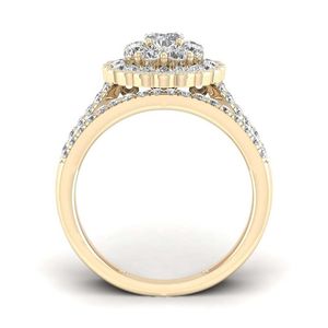 Ringar naturliga vita cts diamant smycken k guld för kvinnor vintage blomma form bizuteria ädelsten bröllop anillos de ring Q2