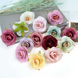 Konstgjord blomma silke Tea Rose Head for Wedding Home Juldekoration DIY Wreath Scrapbook Presentförpackning Fake Flower Y0630