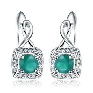 Orecchini a bottone in argento sterling puro 925 con pietre preziose di marca di nozze di agata verde naturale di Gem's Ballet per gioielli da donna