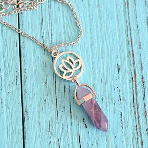 Hexagonal Column Natural Crystal little fairy Bullet pendentif amethyste Stone Pendant Leather Chains Necklace For Women Y0301