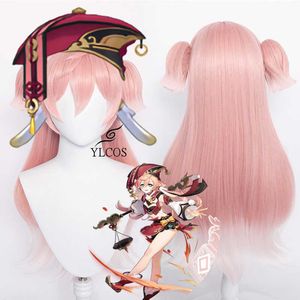 Genshin Impact Costumes Yan Fei Cosplay 75CM Wig Halloween Party Costume Accessories For Unisex Y0903