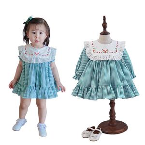 Roupas de criança meninas manga comprida bordado vestido bebê menina espanhol vestidos boutique crianças doces vestido de baile infantil frock 210615