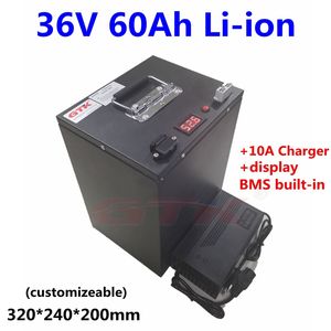 GTK 36v 60ah lithium Li ion battery with BMS for Solar power energy e-bike motorcycle caravan RV golf cart UPS + 10A charger