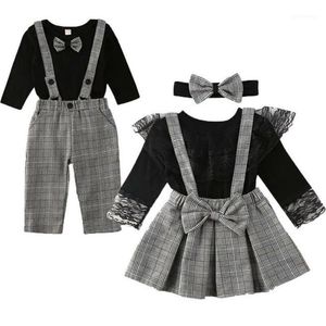 Spring Family Matching Clothes Little Brother Sister Outfits Set Toddler Romper Overall Big Suspender Clothing Sets1