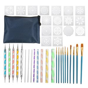 41 pezzi Mandala che punteggia gli strumenti Set Kit di pittura su roccia Unghie artistiche Penne artigianali Pennelli Stencil Forniture per adulti Bambini