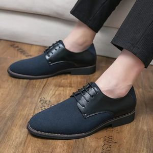 Męskie Nubuck Skóra Spiczasta Koronki Gentleman Wedding Homecoming Korywy Buty Mieszkania Casual Loafer Dress Sapatos Tenis Masculino