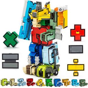 15PCS Assembling Building Blocks Educational Action Figure Transformation Number Robot Deformation Toys for Children Y1130