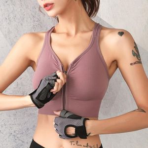 The Butterfly-shaped Cross-shoulder Strap Vest Sports Zipper Bra Without Steel Ring Gathers Yoga Ladies Seamless Underwear Outfit