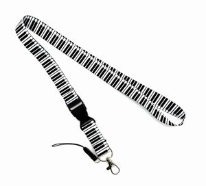 Cell Phone Straps & Charms New Music Notes Black White Grid Neck Black Lanyard Cell Phone PDA Key ID Holder Long Strap Wholesale 2023