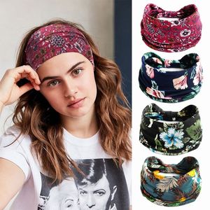 Bl￤tterblume bedruckte Frauen Stirnb￤nder Yoga Sport Sweatband Sport Headwraps Haarb￤nder Mode Mode