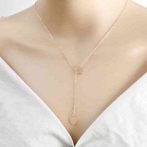 2021 Fashion Trendy Smycken Copper Heart Chain Link Necklace Gift för Women Girl