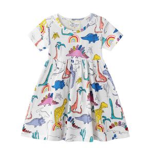 ジャンピングメーター恐竜の服の女の子の綿の服販売幼児プリンセスパーティーチュチュ210529