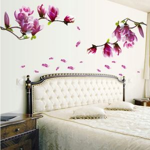 70*50cm Magnolia flower blossoms sticker wall sticker creative fashion hall wallpaper floral DIY paste home bedroom AY9157 210420