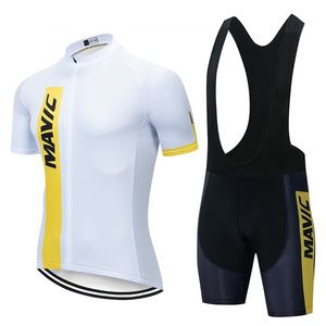 Maglia da bici Mavic Pro bianca maglie da ciclismo anti-UV pantaloncini con bretelle Ropa Ciclismo Maillot MTB abbigliamento da ciclismo tuta da bicicletta