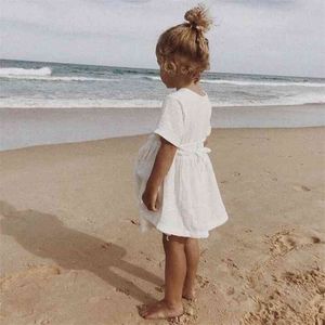 Ins América Europeia Criança Crianças Menina Vestido Bebê S Vestidos Marca de Algodão Rosinho de Verão Roupas Princesa Roupas 210521