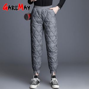 Pants Warmed Women's With High Waisted Elastic Waist Loose Trousers Casual Down Cotton Thick Warm Winter For Women Outwear 210428