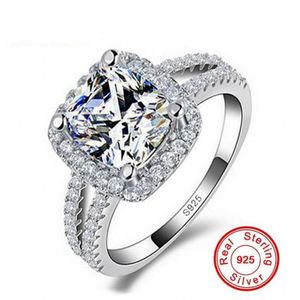Choucong marki ślubne pierścienie iskrzające luksusowa biżuteria 925 Sterling srebrny kształt poduszki biały topaz cz piersiona party wieczność kobiet zaręczynowy pierścień prezent