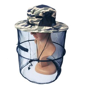 Outdoor-Hüte Outdoor-Angelkappen Anti-Moskito-Insekten-Insekten-Mesh-Hut Kopf-Gesichtsschutz-Netzabdeckung Reisen Camping Rock Fisher-Maske