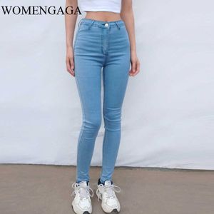 Womengaga High-Elastyczność High-High-Talia Jean Chudy Ołówek Spodnie Denim Spodnie Sexy Kobiet I382 210603