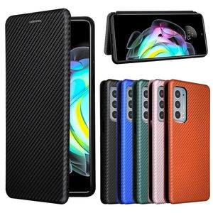 Carbon Fiber Cases For Motorola Edge 20 Pro Case Magnetic Book Stand Card Wallet Leather Protective Moto G60s E20 E30 E40 G10 G20 G30 G50 G60 G40 Fusion Cover