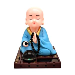 Interior Decorations Solar Shake Head Little Monk Bring Good Fortune Car Decoration Crafts Gift Lovely Sculptures Cute Monks Buddha