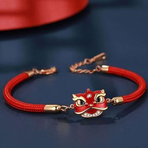 Trend Srebrny Bransoletka Birthday Tiger Red Hand Rope Lion Para Student Christmas and New Year Prezent