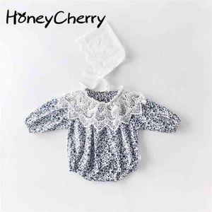Mädchen-Bodysuit, Krabbelkleidung für Neugeborene mit kleinen Fragmenten, kann Knospenkragen, Po-Shirt und Dreiteiler ausziehen 210702