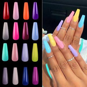 Wholesale nail cover gel for sale - Group buy False Nails box Mix Candy Colors Long Ballerina Fake Coffin Press On Nail Art Tips UV Gel Full Cover DIY Manicure Tools