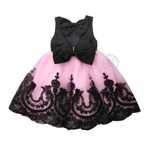 1-6Years Toddler Bebek Çocuk Kız Prenses Elbise Siyah Yay Dantel Tül Tutu Parti Düğün Doğum Günü Elbiseleri Kızlar Kostümleri G1129