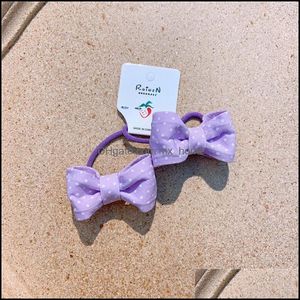 Hair Aessories Baby, Kids & Maternity 2Pcs Bow Tie Rope Scrunchie Dot Plaid Elastic Handmade Mticolor Band Ponytail Holder Headband Drop Del