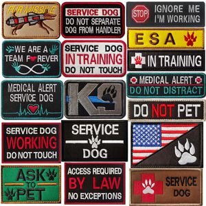 Servicehund i träning / Arbete / Stress Ångest Svar Broderad Hook Loop Moral Patches Broder Patches för Tactiacl Dogs Harness Ryggsäck Partihandel A255