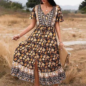 Casual solto verão vestido longo mulheres mulheres escritório de escritório midi praia boho camisa para oversized 210427