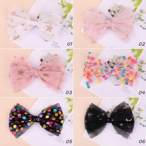 New Large 6inch Dot Lace Hair Bow Hair Clips Donne e ragazze Glitter Star Archi Forcine Barrettes Bambino Bambini Copricapo