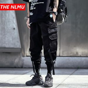 Män flerfickig elastisk midja design harem joggar pant streetwear punk hip hop last byxor manliga dans wq128 mäns byxor