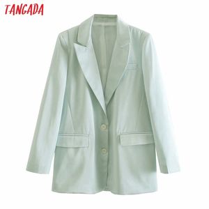 Women Fashion Solid Blazer Coat Vintage Long Sleeve Female Outerwear Chic Tops 4M140 210416