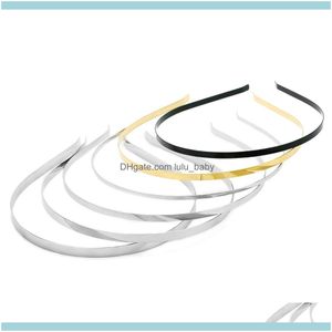 Fasce per capelli Jewelry10Pcs / Lot 3/5 / 6Mm Acciaio inossidabile Oro rodio / Nero Pianura vuota Fascia piatta Fascia per capelli Fai da te Gioielli per capelli Aessories Artigianato Goccia