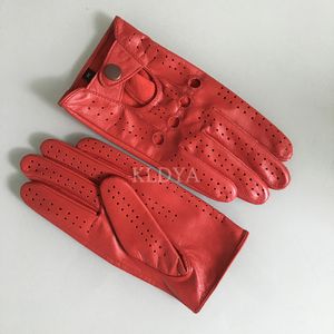 Moda Solidne Oddychające Skórzane Rękawiczki Spring Men Wrist Nappa Mitten Nappa Prawdziwy Prawdziwy Mężczyzna Niedzielony