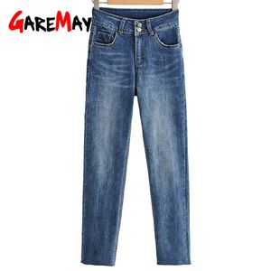 Casual Pencil Jeans Women Fashion Slim Bleached Denim Pants Elegant Pockets Ankle Length Female Ladies 210428