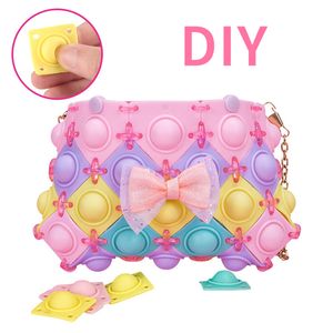 Fidget Toys Shoulder Bag DIY Push Bubble Girls Assembled Sensory Squishy Stress Reliever Autism Needs Anti-stress Rainbow Toy For Children Adult