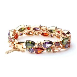 Braccialetti con pietra portafortuna multicolore con ametista placcata oro stile Boemia