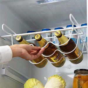 Fridge Organizer Kitchen Spacer Layer Storage Beer Rack Shelf Refrigerator Bottle Rack Wine Holder Basket Pantry Cabinet Tools 211110