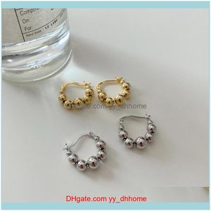 Jewelry100% Authentic 925 Sterling Sier White/Gold Beads Round Ball Geometric Hoop Hie Earrings Jewelry Tle973 & Drop Delivery 2021 Svdli