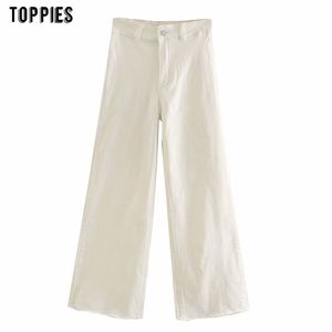 Toppies Woman Pants Loose Wide Leg Denim High Waist Jeans Plus Size Trousers Female Streetwear 210412