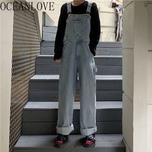Overralls Autumn Winter Korean Style Trousers Loose Solid Fashion Denim Pants Women Ropa Mujer 18503 210415