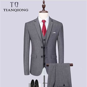 2019 Fashion Mäns senaste kappa byxor Casual Business Suit 3 Pieces Set / Mäns Passar Blazers Byxor Byxor Vest Waistcoat X0909