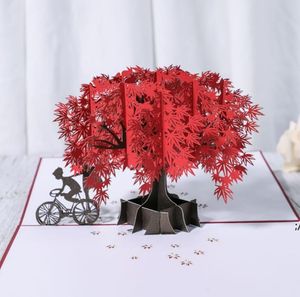Karta rocznicy Czerwony Klon Handmade Prezenty Para Myślenie o tobie Karty Wedding Party Love Walentynki Kartka Z Pozdrowieniami RRB14321