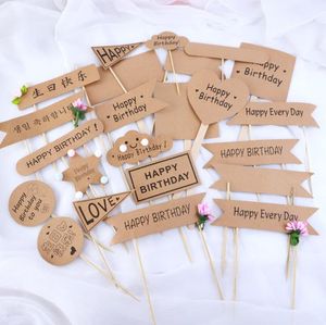 Mini Stick Cupcake Toppers Party Supplies Pusty Wytłacz Flagi Kraft Paper Markery Markery Etykietowanie Oznaczanie dla żywności 19 style