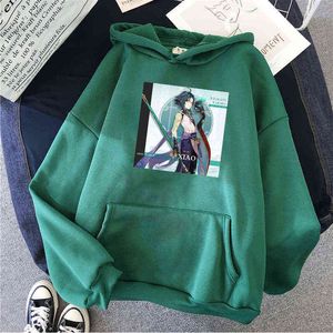 Sexy Mädchen Hoodies Anime Genshin Impact Xiao Pullover Kawaii Frauen Sweatshirt Männer Hoodie Kinder Hip Hop Mantel Jungen Kleidung Harajuku Y0901