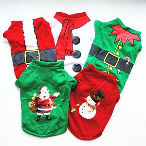 Blanks per sublimazione Abbigliamento per cani Babbo Natale Cani vestiti T-shirt semplice Ventilazione in cotone Gilet primaverili estivi Maglione natalizio Cintura di Babbo Natale Bulldog Chihuahua S